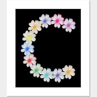 Letter C, flower, cosmos flowers, floral, nature Posters and Art